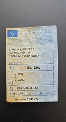 Opel Astra cena 4900 przebieg: 234500, rok produkcji 1998 z Miechów małe 742